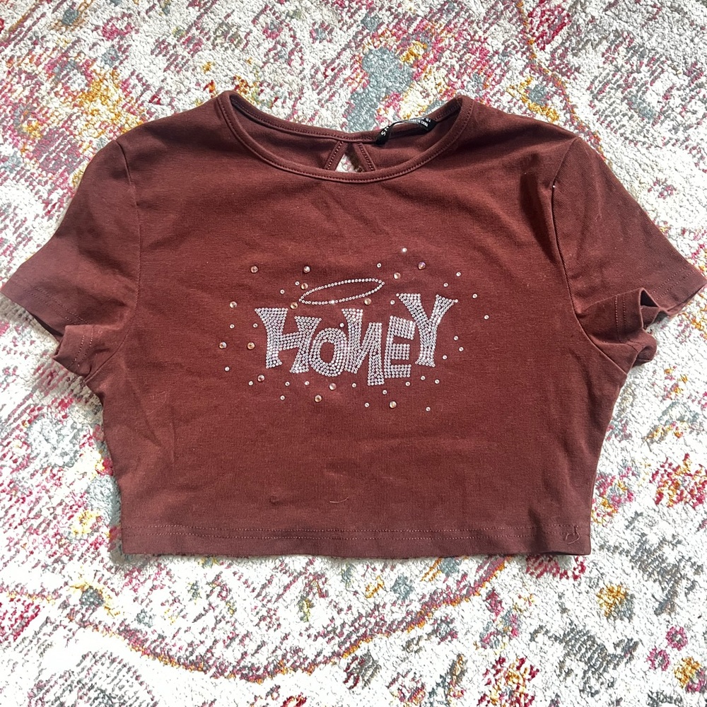 Honey Cropped Bedazzled Tee